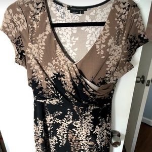 Black and Brown Floral Wrap Dress Medium